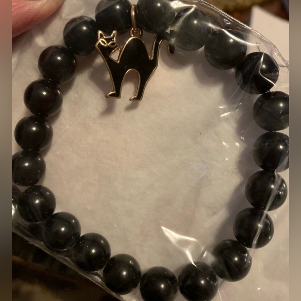 Black Cat Charm Bracelet, Trick or Treat, New In Box